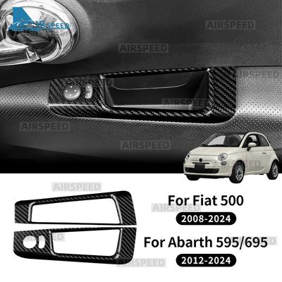Для Abarth 595 695 Fiat 500 2008-2024 Наклейка из настоящего твердого сухого углеродного волокна LHD RHD Переключатель регулировки зеркала заднего вида автомобиля Хранение