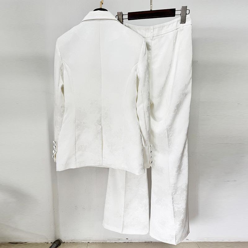 В наличии: 2025 Европейская и Американская Мода Знаменитостей Элегантный Жаккардовый Двубортный Пиджак Комплект