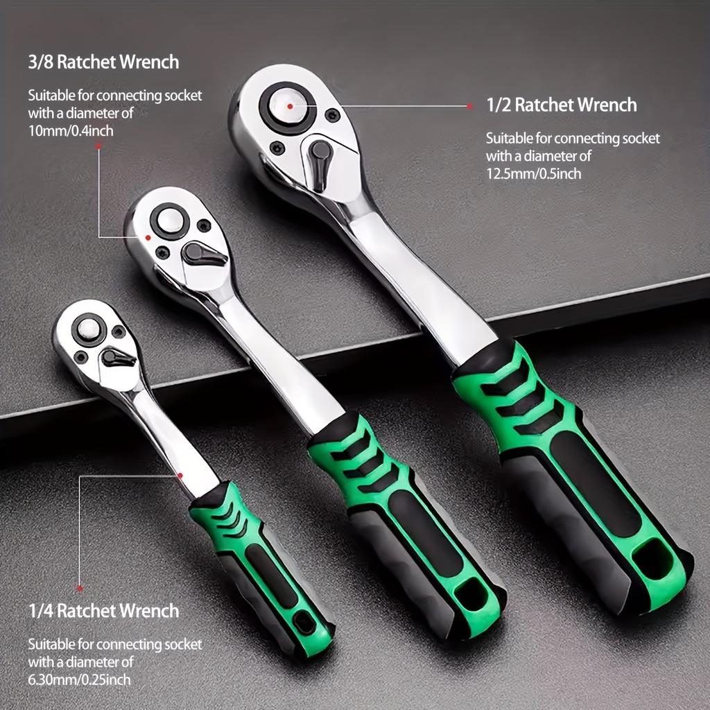 Набор торцевых головок 1/4" и 1/2" с трещоткой, основной набор торцевых головок на 94 предмета, CR-V, набор механических инструментов SAE/метрический, трещотка на 72 зуба, с