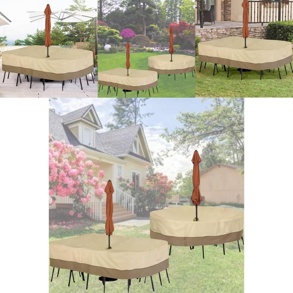 Durable 190t Silver-coated Oxford Fabric Garden Furniture Dust Cover Beige And Coffee Color