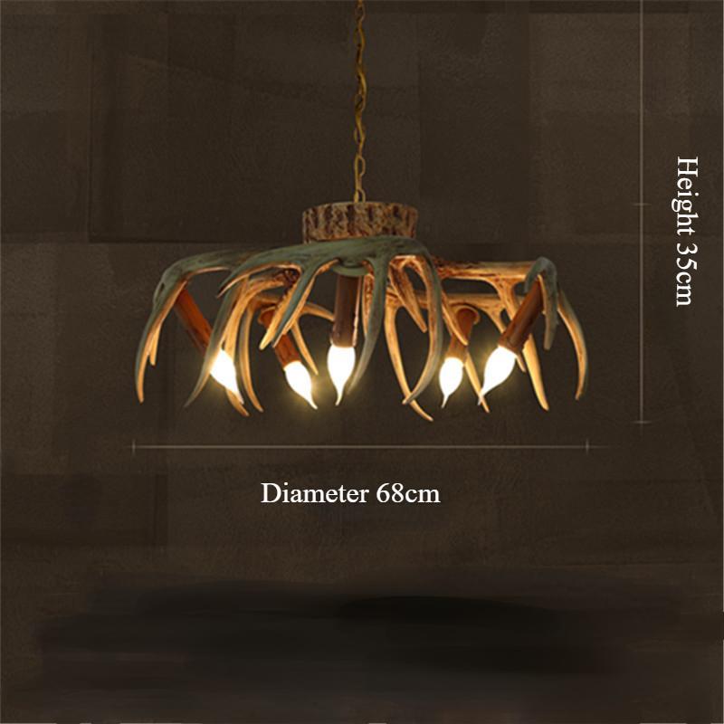 Люстра из рога оленя Ретро Гостиная Столовая Спальня Кабинет Потолочный светильник