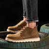 Fashion Cow Leather Men Ankle Boots Lace Up Handmade Plush Warm Winter Boots Custom Casual Boots Rubber Winter Shoes Men Cotton Shoes