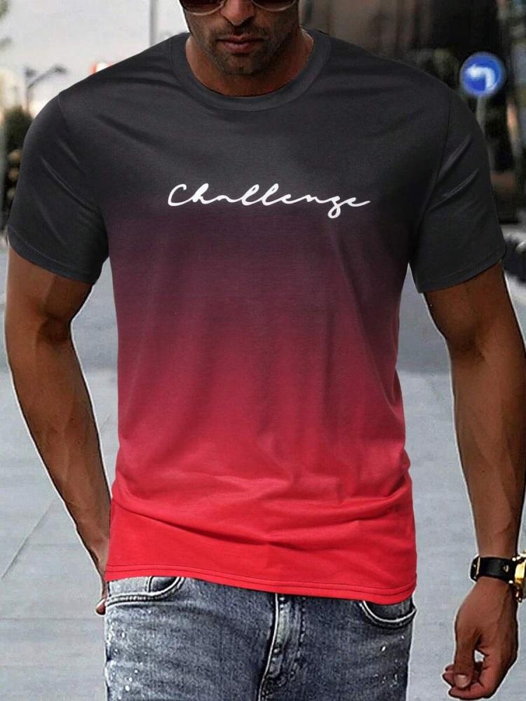 New Summer Casual Men's 3D Printed Gradient Short-sleeved Top Outdoor Sports Men's T-shirt Street Fashion T-shirt Letter Mens Top