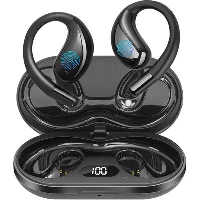 Беспроводные наушники-клипсы с открытым ухом, Bluetooth 5.4, наушники с открытым ухом, встроенный микрофон, IPX5, светодиодный дисплей, зарядный кейс, наушники с ушными крючками для бега и фитнеса