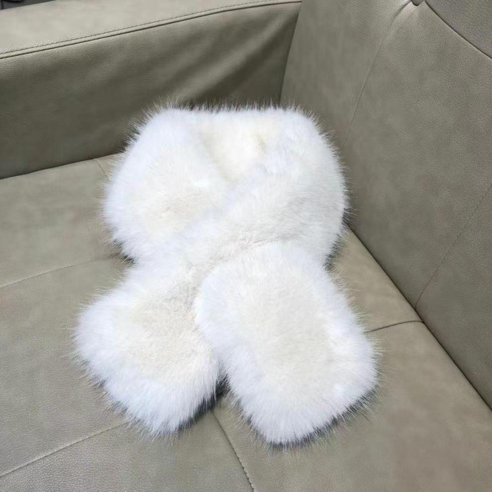 Однотонный универсальный искусственный мех норки Модный стиль для поездок на работу Меховой воротник Шарф для женщин Легкий роскошный Пушистый Простой шарф