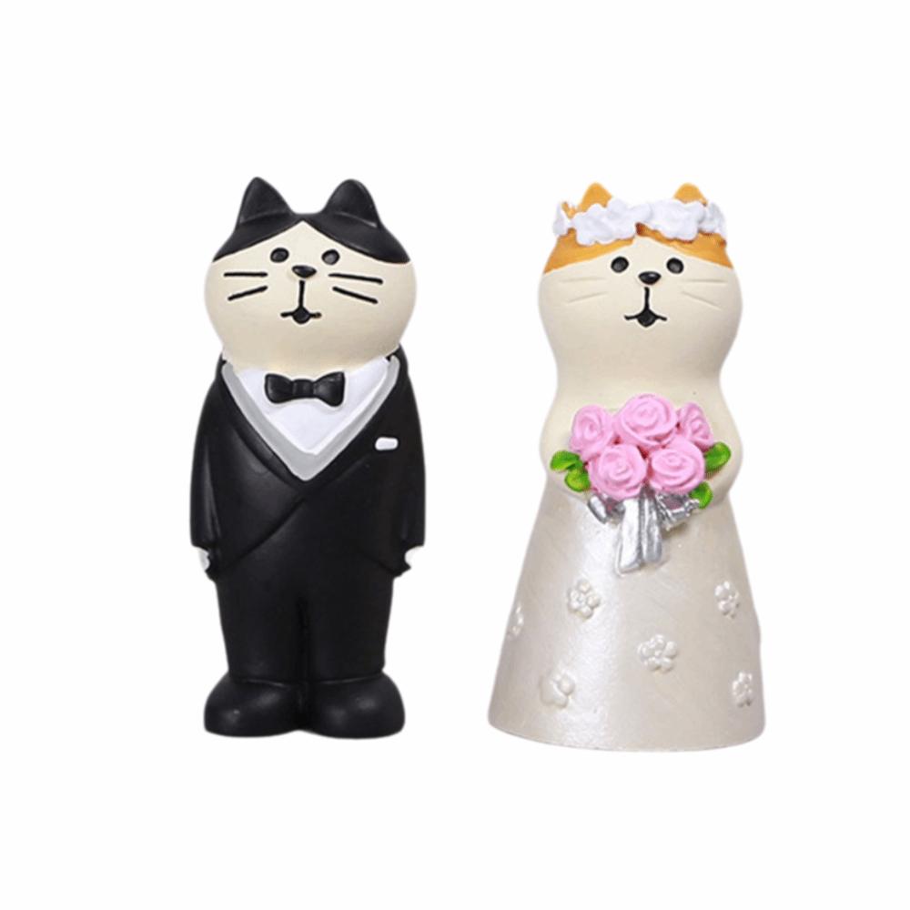 Zakka Wedding Ceremony Ornaments DIY Mini Cat Figurine Mini Wedding Arch Toy Cake Decoration
