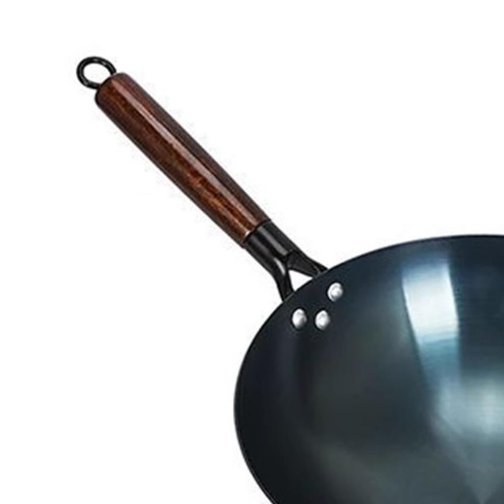 Сковорода-сковорода Wok с антипригарным покрытием, традиционная китайская, круглое дно, без покрытия, с одной ручкой, для дома
