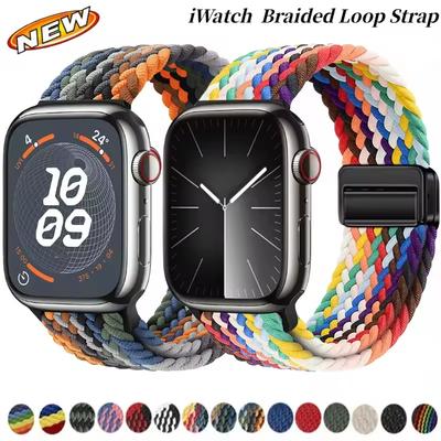 Новый плетеный петлевой ремешок для Apple Watch Band Ultra 2 49 мм 9 8 7 41 мм 45 мм 6 5 4 SE 44/40 мм Эластичный браслет iWatch 10 46 мм 42 мм