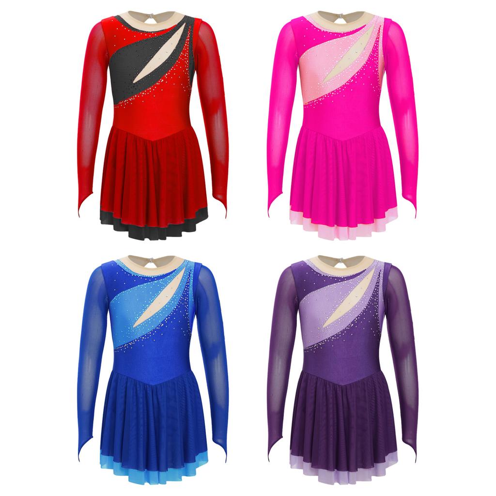 Балетное платье для девочек, лирическое модренское танцевальное платье, купальник для художественной гимнастики, пачка, танцевальная одежда, сетчатый костюм для катания на коньках, сценический костюм