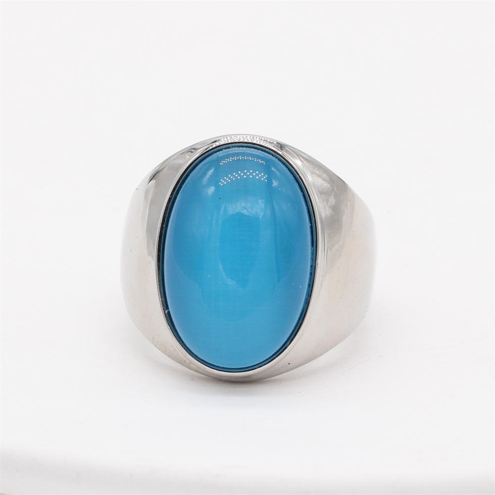 Стильное и минималистское ретро-овальное кольцо из титановой стали с драгоценным камнем «кошачий глаз» для мужчин и женщин