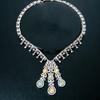 Luxury Multicolor Zircon Teardrop Necklace and Earrings Set for Women Elegant Crystal Jewelry for Wedding Party Evening Gown