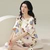 Пижама женская из чистого хлопка с короткими рукавами, укороченные брюки большого размера, простая хлопковая корейская версия, свободная домашняя одежда для женщин, которую можно носить на улице