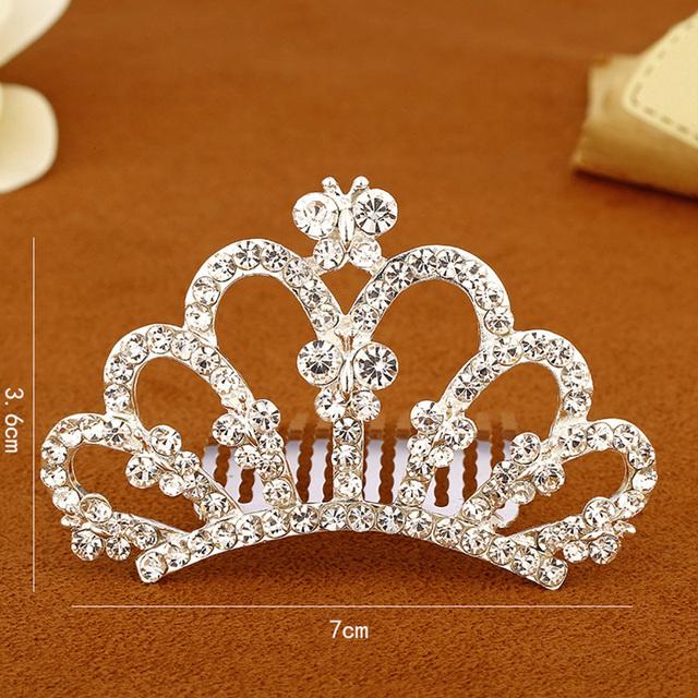 Kids Mini Crowns Hair Jewelry Coloful Shining Crystal Hair Combs Small Tiaras Girls Birthday Party Princess Hair Ornaments