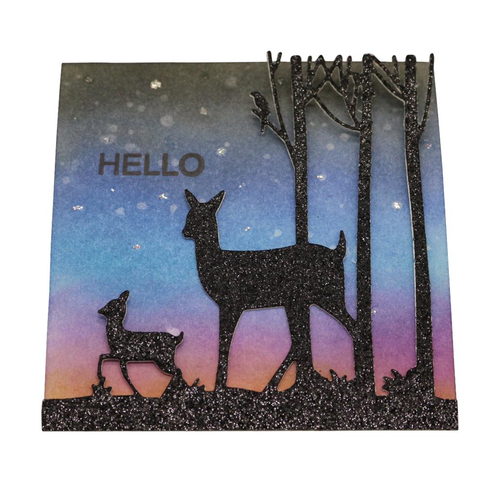 2 Рамки Оленя Металлические Серебристые Трафареты для Тиснения Режущие Формы для DIY Скрапбукинга Бумажный Альбом Изготовление Открыток