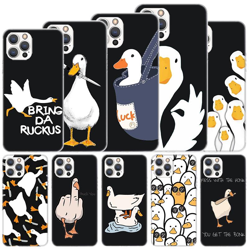 Мультяшная Утка Гусь Игра Мягкий Чехол Для iPhone 16 17 Air 16E 15 Plus 11 12 13 Mini 14 Pro Max Чехол для Телефона Apple 7 8 SE Coque Funda