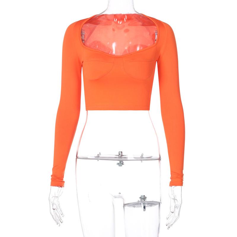 Женский сетчатый топ Y2K, укороченный топ с длинными рукавами и квадратным вырезом, однотонные белые топы с крючками в стиле гранж, сексуальная коричневая футболка, одежда