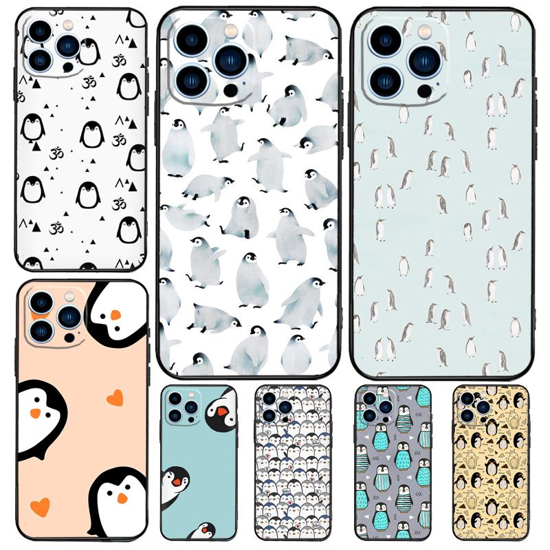 Милый чехол Kawaii Penguin для iPhone 15 16 14 13 12 11 Pro Max Plus X XR XS Max 12 13 Mini мягкий бампер