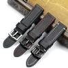 18, 19, 20, 21, 22 мм, мягкий черный с белыми, красными швами, ремешок из натуральной кожи для Samsung S2 S3, военный большой ремешок для часов Pilot