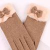 Bow Thickened Suede Gloves Soft Windproof Finger Mittens All-Match Women Anti-cold Gloves  Outdoor