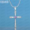 925 Sterling Silver Cross Zircon Pendant Necklace Fashionable Wedding Jewelry