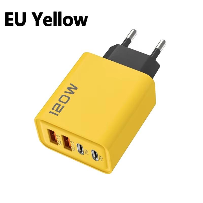 Зарядное устройство 120 Вт USB C PD Быстрая зарядка 4 порта Charge 3.0 Type C USB Зарядные устройства для телефона Адаптер быстрой зарядки Для iPhone Samsung Xiaomi Huawei