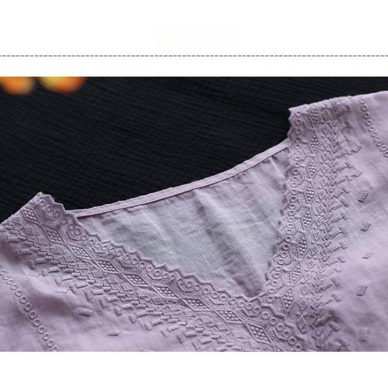 Летние женские свободные футболки с короткими рукавами и вышивкой в стиле ретро