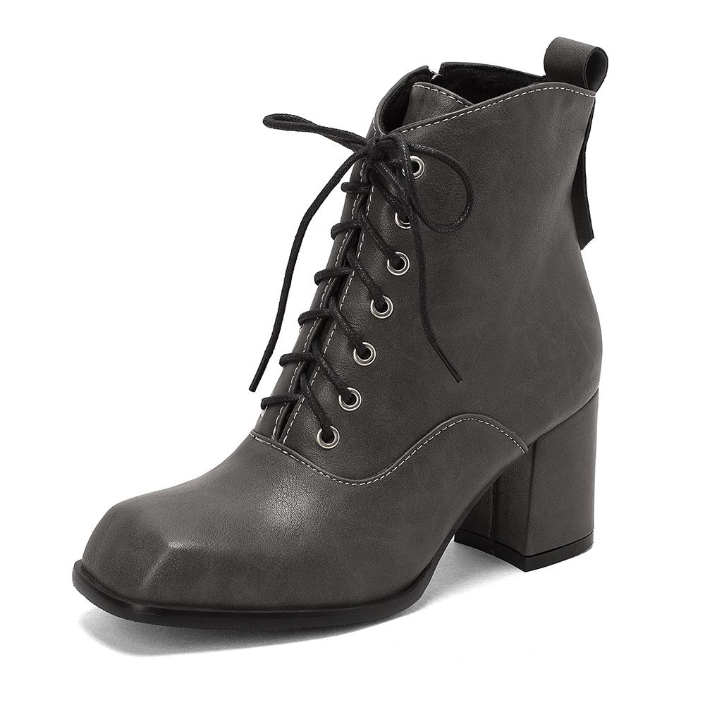 Мода 2025 Осень Зима Модная Платформа Женские Ботильоны На Шнуровке Женские Ботинки Женская Обувь Женские Zapatos de Mujer Белый Абрикосовый Gra