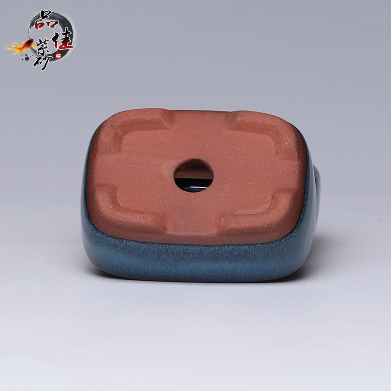 Дышащий прямоугольный горшок из фиолетовой глины для суккулентов и папоротников