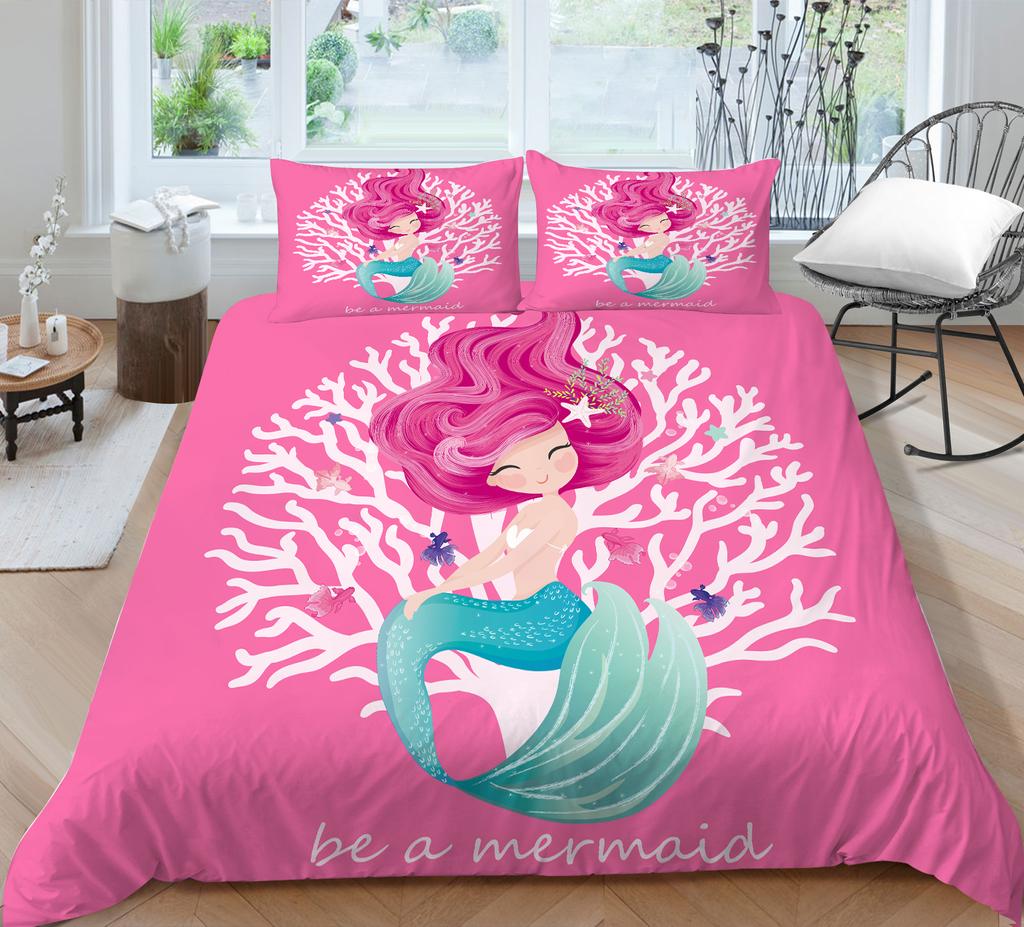 Комплект постельного белья с 3D узором русалки, пододеяльник с рисунком красоты, наволочка из 2 или 3 предметов, ткань из микрофибры, мягкое и удобное украшение для дома