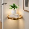 Современная золотая металлическая полка-витрина, настенная плавающая с LED-подсветкой, стеллаж, минималистичный невидимый кронштейн для растений, книг, Экономия места, Настенный декор