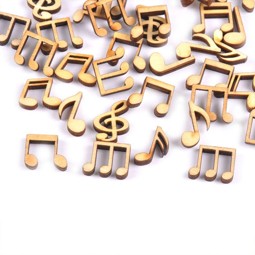 100Pcs Arts Card Making DIY Craft Natural Wood Scrapbooking Embellishment Music Notes Wooden