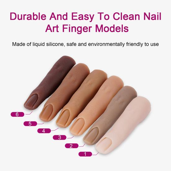 Silicone Practice Fingers Nails Realistic Easy To Clean Nail Art Training Hand Bendable Fake Finger Model