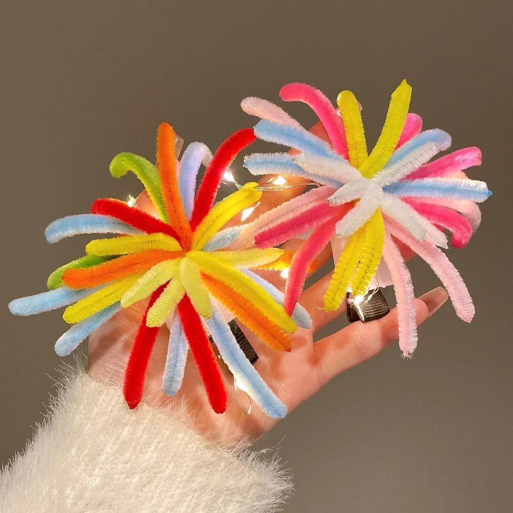 Blue Color Glow Color Firework Strip Hair Clip Handmade Hair Clip Creative Gift Hair Accessories
