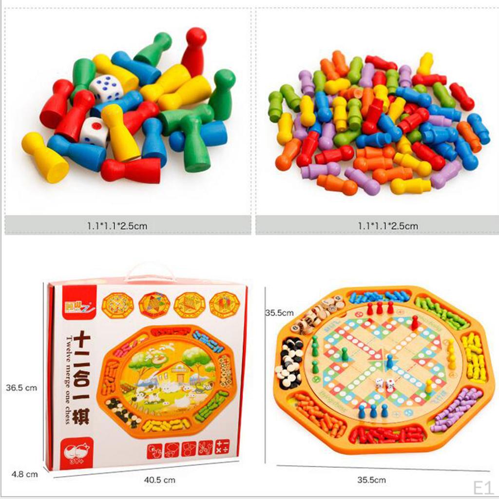 Portable Wooden Traditional Chinese Checker Game Board Kids Toys