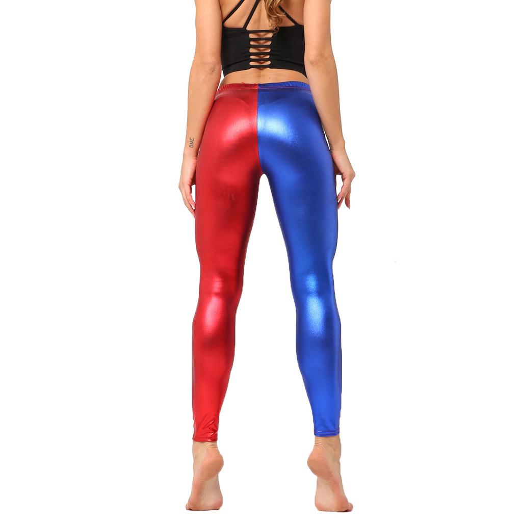 Women Sexy Satin Glossy High Waist Yoga Leggings Nine-point Shiny Oily Gloss Pants