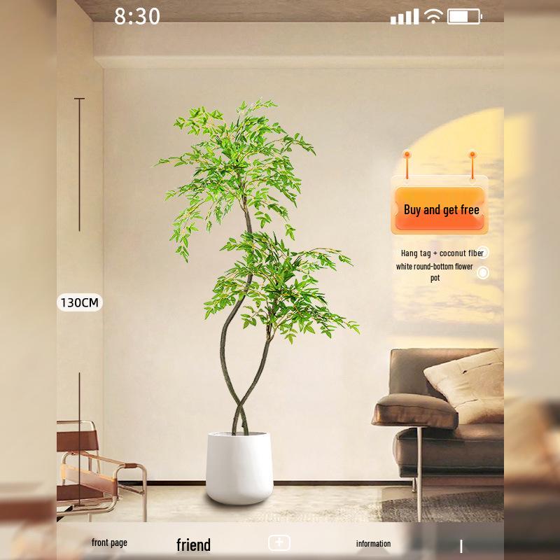 Нандина Роскошное Искусственное Дерево - Напольное Украшение для Помещений и Бионическое Зеленое Растение в Горшке