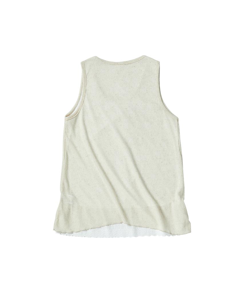 Comoni Nose W Lace Knit One-Piece [Beige]