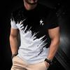 Summer Round Neck 3D Contrast Color Print Top Fashionable Casual Short Sleeved Men's T-shirts