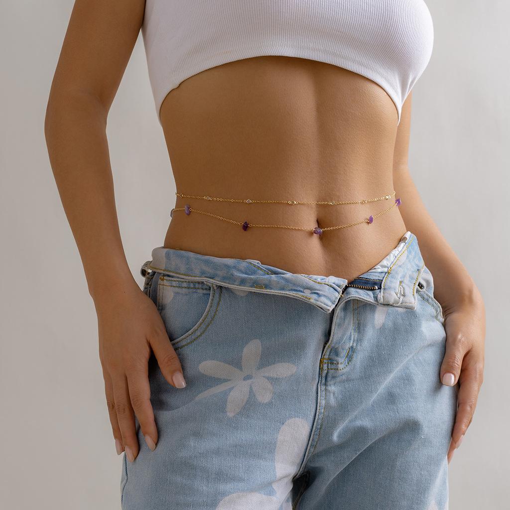 Сексуальная простая пляжная ветка цветная гравийная цепочка на талию тренд хип-хоп металлическая цепочка цепочка на тело