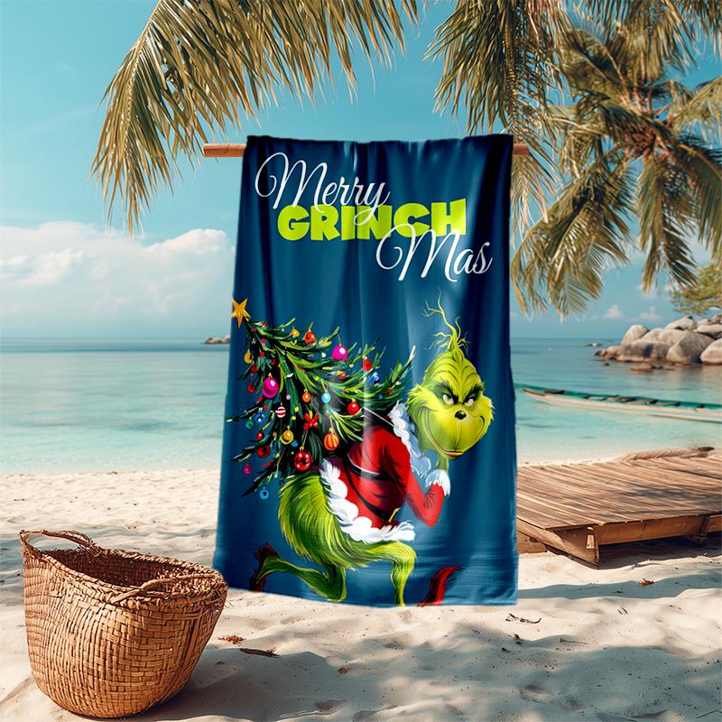 Grinch beach towel Outdoor camping Beach towel for vacation swim Outdoor pool Absorbent bath towel