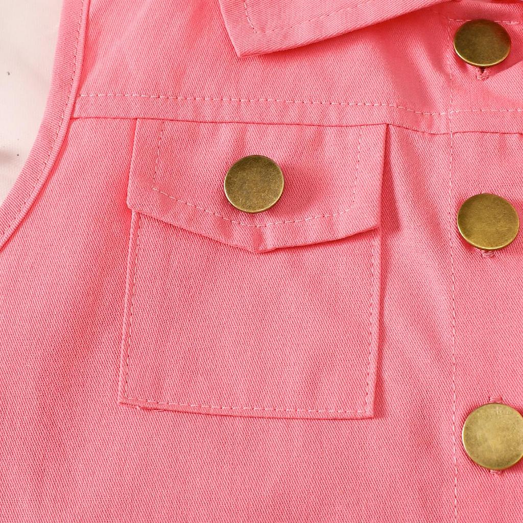 Girls' Pink Vest & Pleated Skirt 2Pcs Casual Outfit