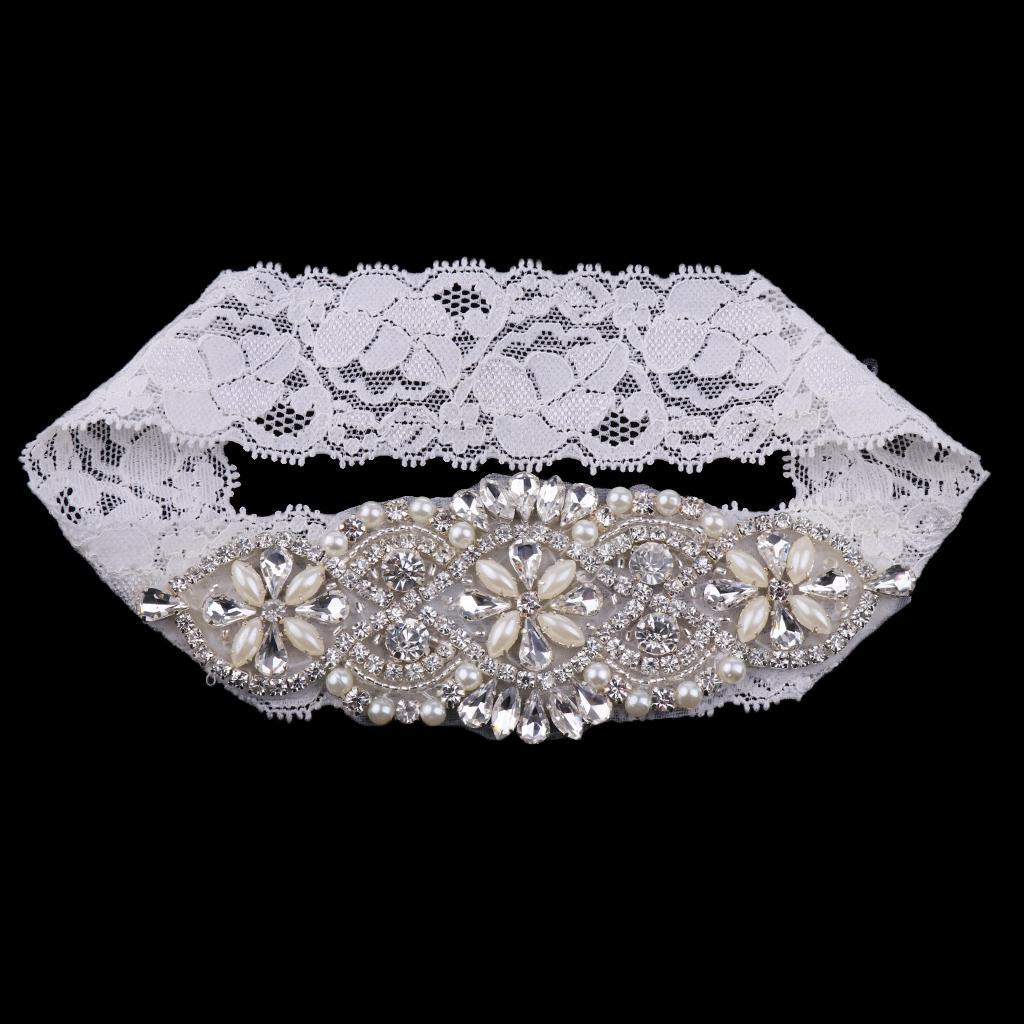 Романтическая Свадьба Свадебная Кружевная Подвязка Цветочная Аппликация Жемчуг Горный Хрусталь