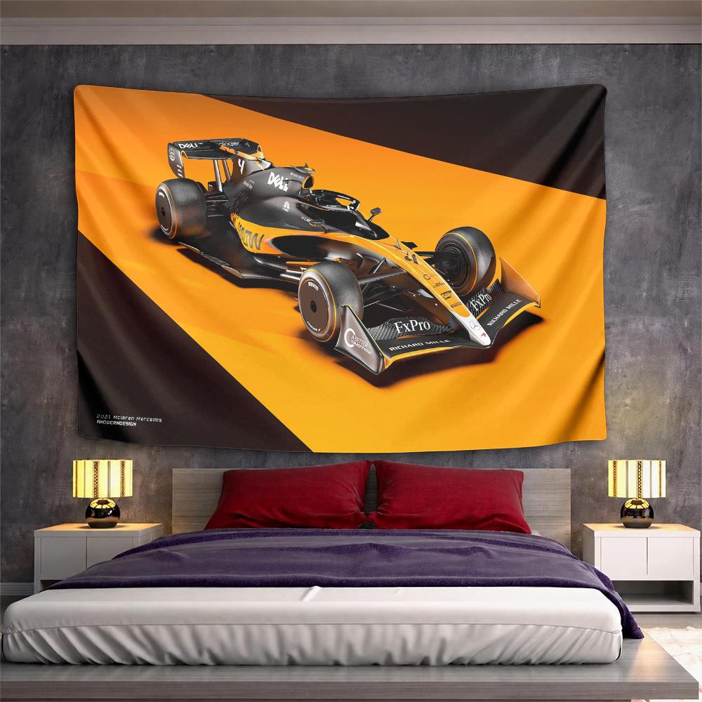 Formula One Car Modern Orange Design Patterned tapestry for bedroom and living room home decor sofas