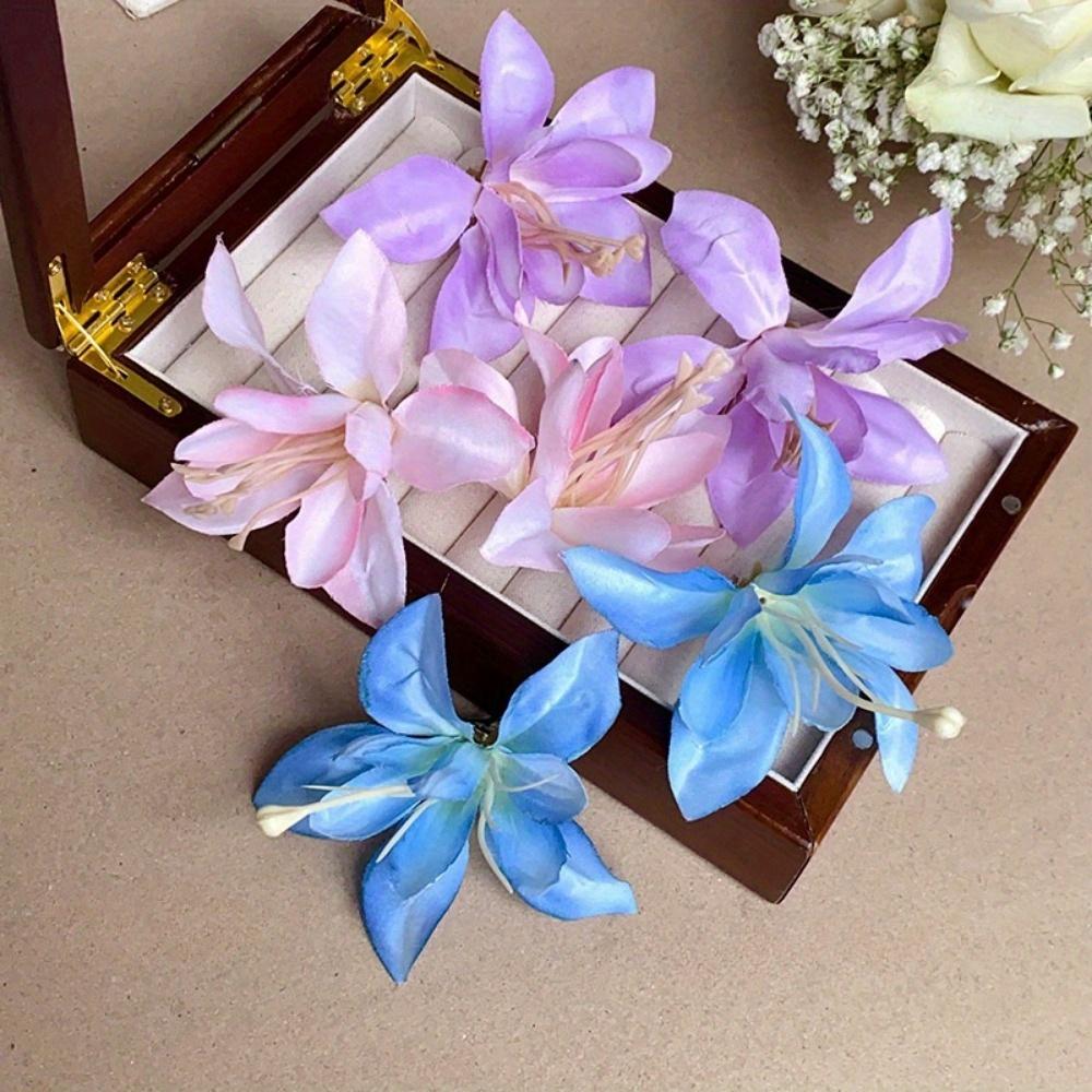 2/4/6 pcs Hawaiian Flower Hair Clips for Women Artificial Floral Hibiscus Lily Barrettes Hairpin Accessories Vacation Beach Gift