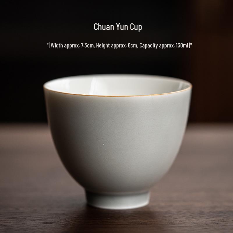 Japanese Handmade Ice Ash Glaze Ceramic Teacup - Gongfu Tasting Aroma Cup 