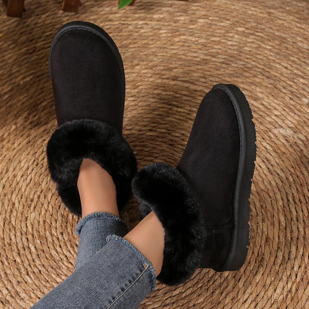 Thick-soled Snow Boots Women's Winter Large-size Metal Buckle Plush Cotton Shoes