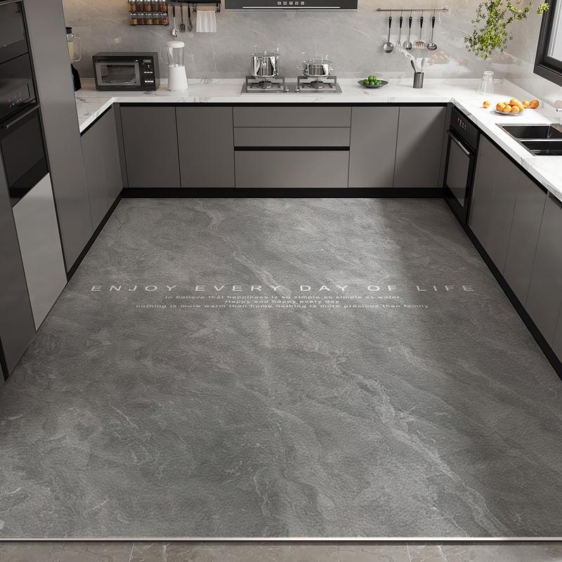 Кухонный коврик для пола Водонепроницаемый Нескользящий Маслостойкий Кожаный ковер ПВХ Большой размер Имитация мрамора Геометрический коврик Домашний декор Коврик