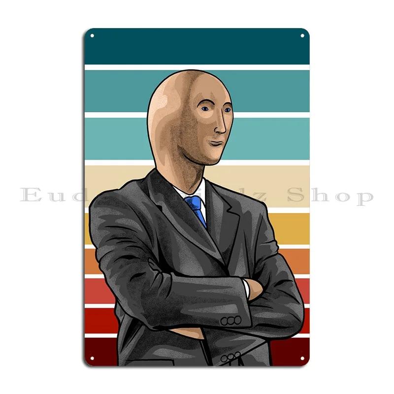 Stonks Man Meme Metal Sign Poster Printing Wall Mural Wall Decor Wall Mural Tin Sign Poster