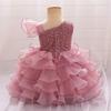 Luxury Baby Sequin Party Dress For Girl Christmas Toddler Layered Bow 1st Birthday Wedding Girl Dresses Formal Lace Baby Clothes
