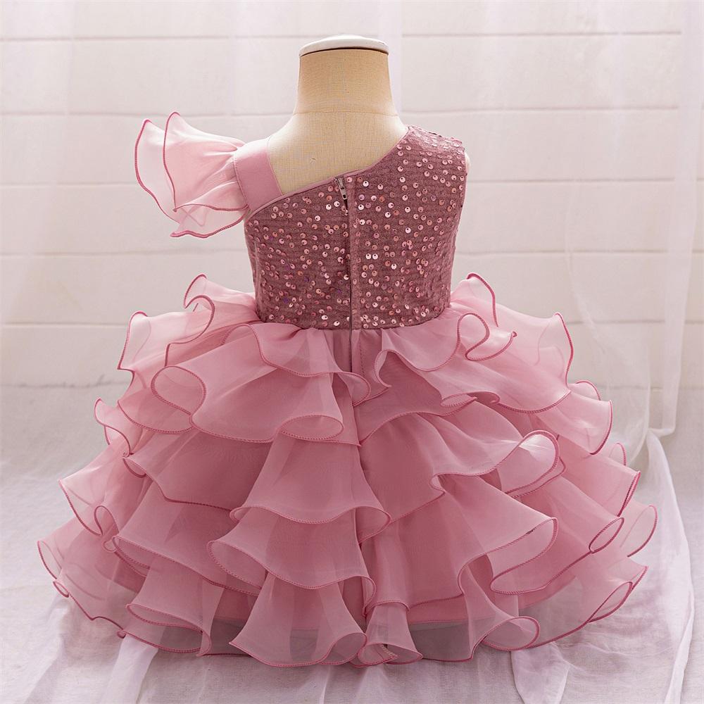 Luxury Baby Sequin Party Dress For Girl Christmas Toddler Layered Bow 1st Birthday Wedding Girl Dresses Formal Lace Baby Clothes